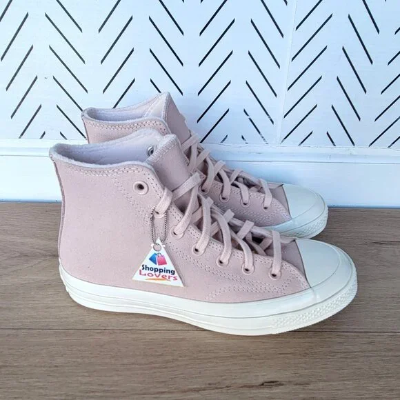 ❤️Converse Chuck 70 Hi Suede Pebble Pink Size 8.5 Women's Shoes Sneakers A07901C